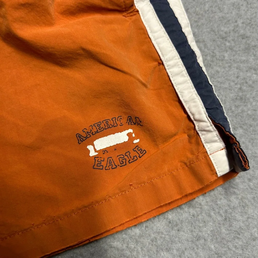 American Eagle Swim Trunks Orange Mens Medium Side Stripe Athletic Board Shorts